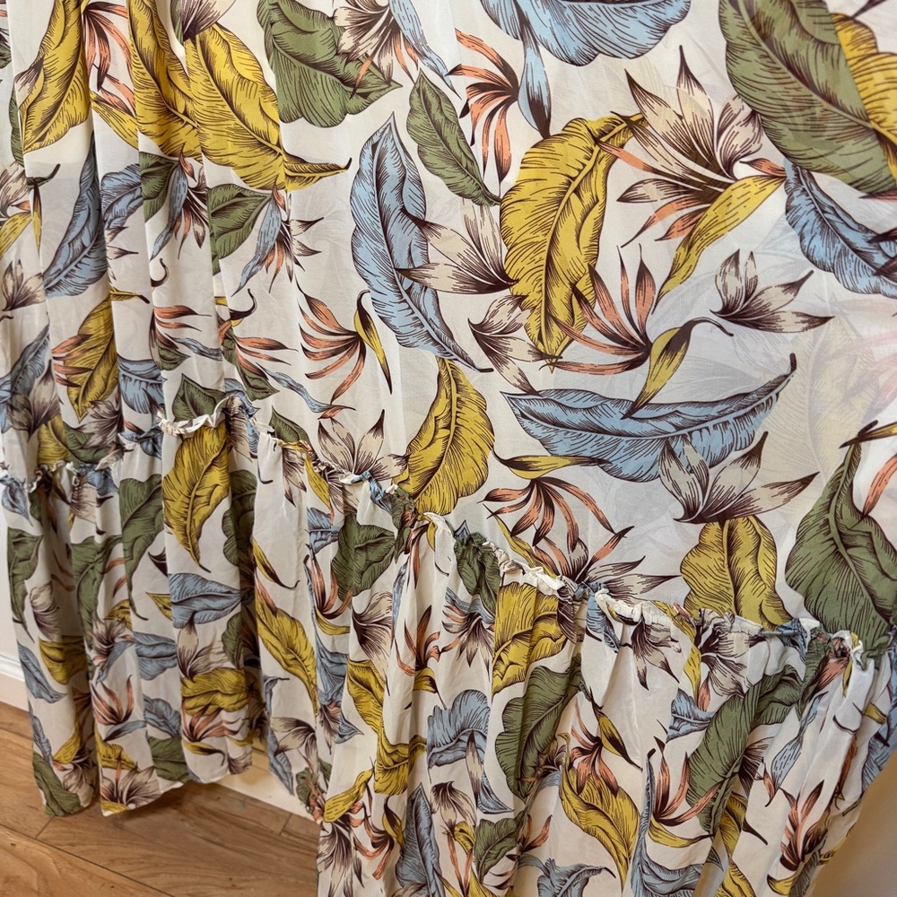 Fashion Nova Multicolor Leaf Print Maxi Dress Farrah Ivory - Picture 8 of 8